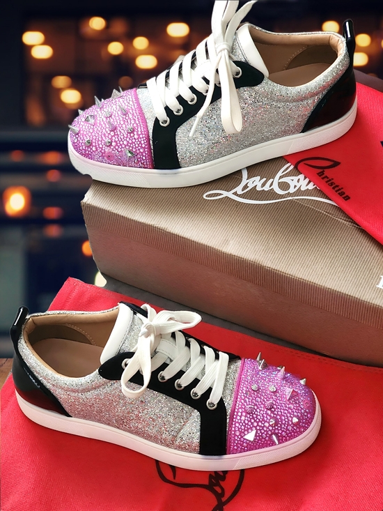 Christian Louboutin Shoes - Christian Louboutin Women’s Pink Glitter Spike Sneakers